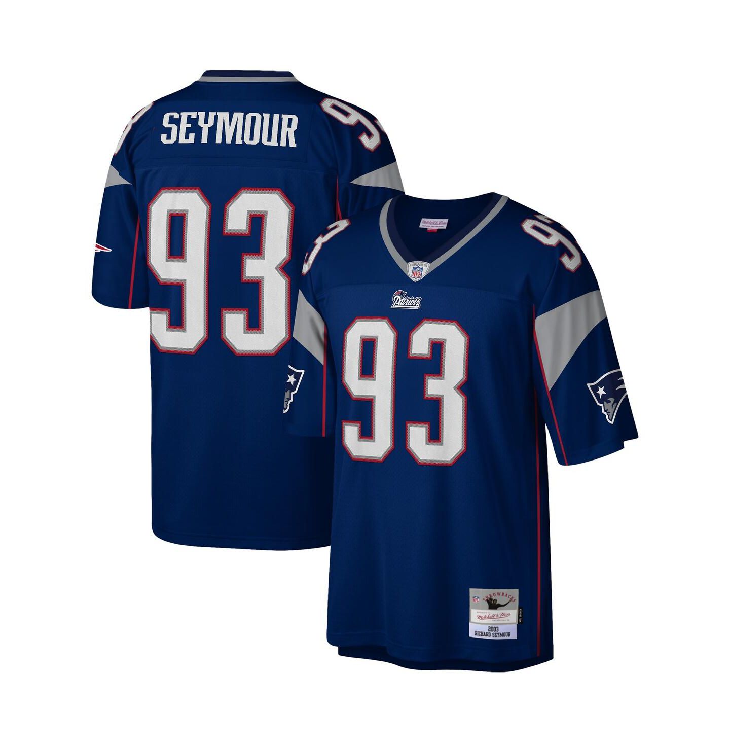Мужской топ Mitchell & Ness Richard Seymour Navy New England Patriots 2003 Legacy Replica Jersey — фото 1