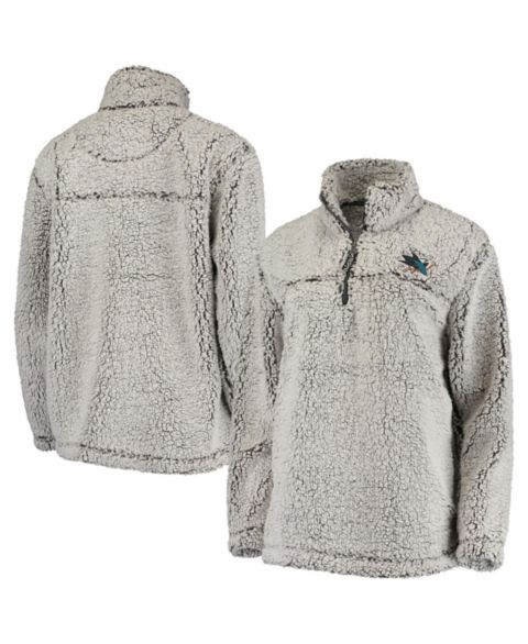Женские свитеры G-III 4Her by Carl Banks Women's Gray San Jose Sharks Sherpa Quarter-Zip Pullover Jacket