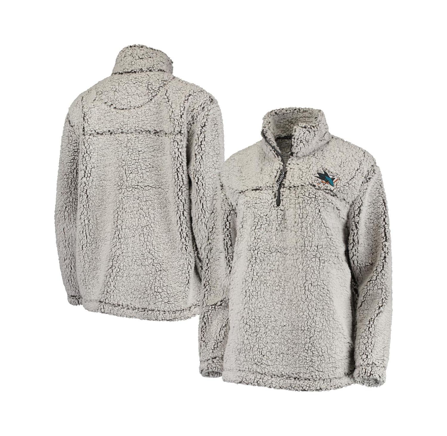 Women's Gray San Jose Sharks Sherpa Quarter-Zip Pullover Jacket