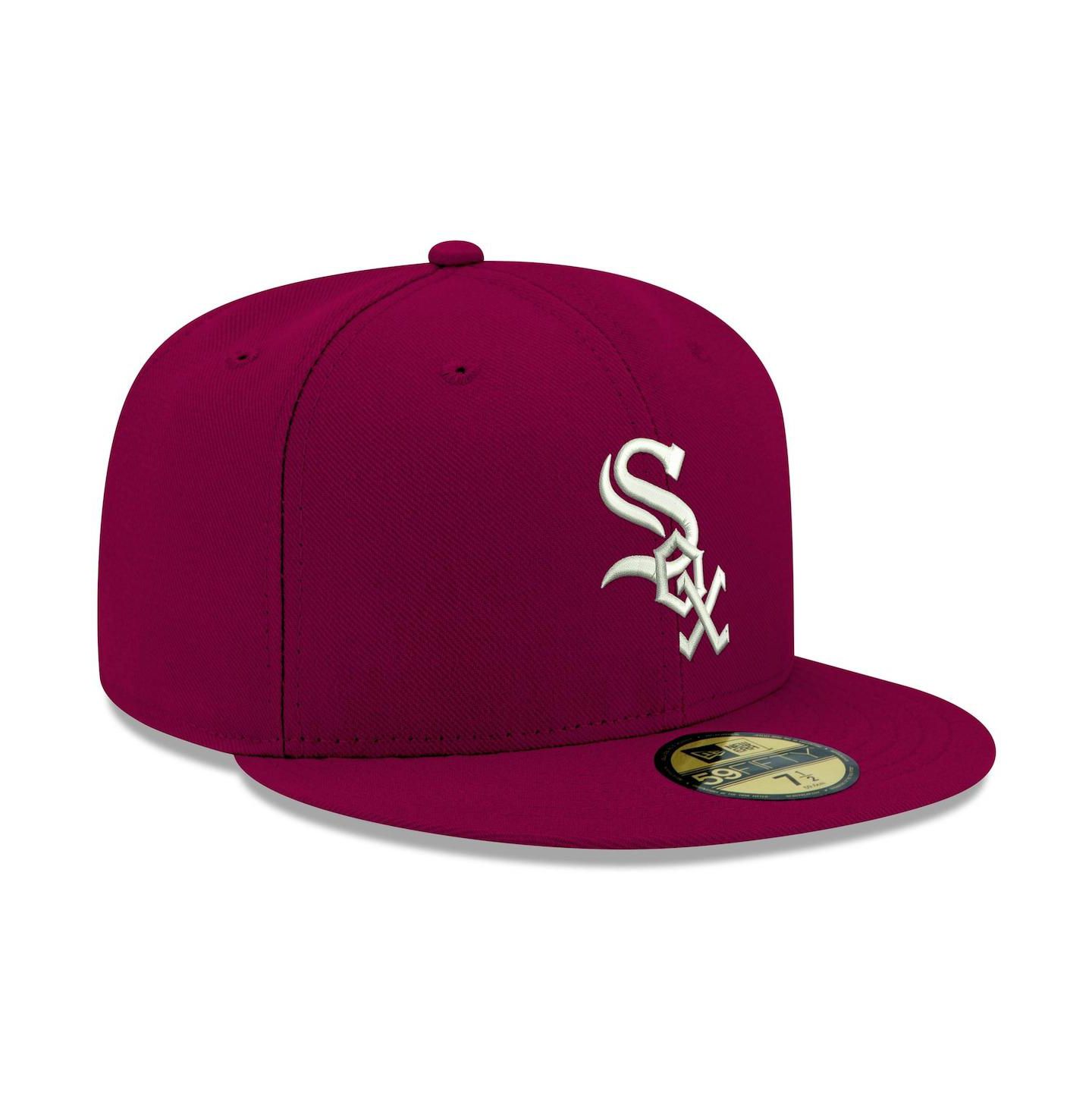 Мужская кепка New Era Cardinal Chicago White Sox Logo White 59FIFTY Fitted Hat — фото 2