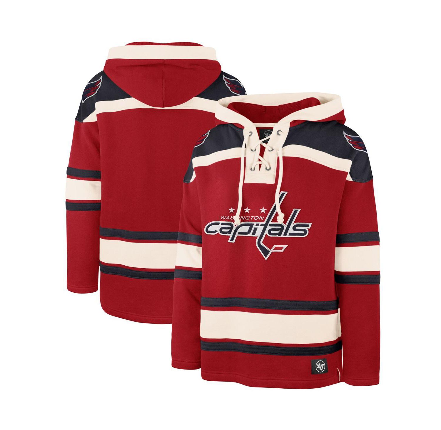 Men's Red Washington Capitals Superior Lacer Team Pullover Hoodie