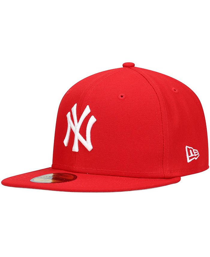 New Era Men's Red New York Yankees Logo White 59FIFTY Fitted Hat - Macy's
