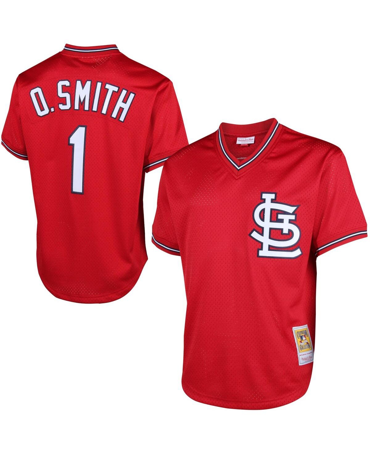 Men's Ozzie SmithSt. Louis Cardinals Cooperstown Mesh Batting Practice Jersey - Red