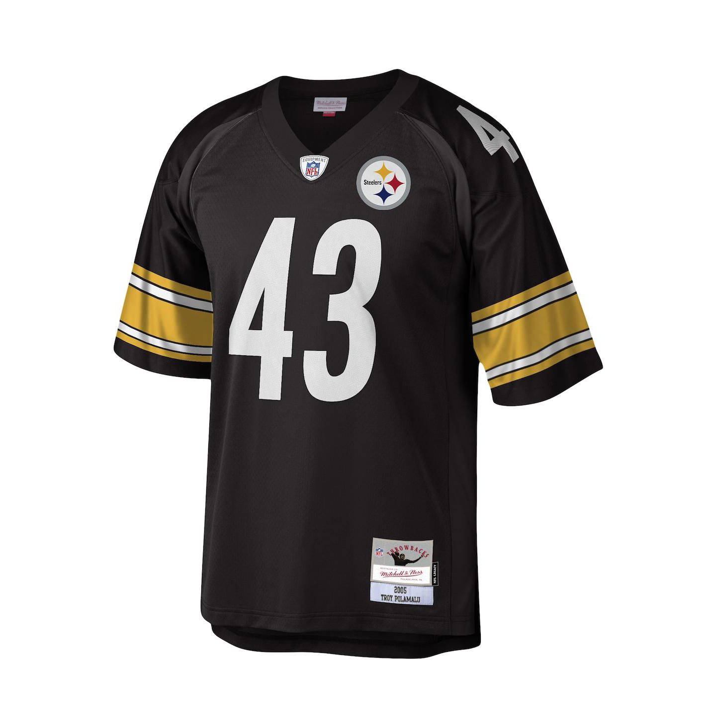 Мужской топ Mitchell & Ness Troy Polamalu Black Pittsburgh Steelers Legacy Replica Jersey — фото 3