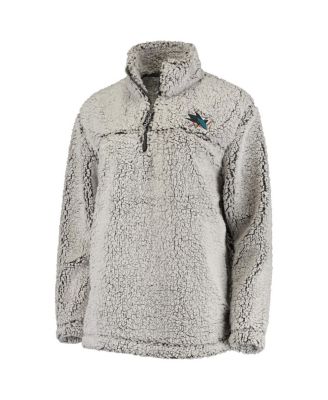 Women's Gray San Jose Sharks Sherpa Quarter-Zip Pullover Jacket