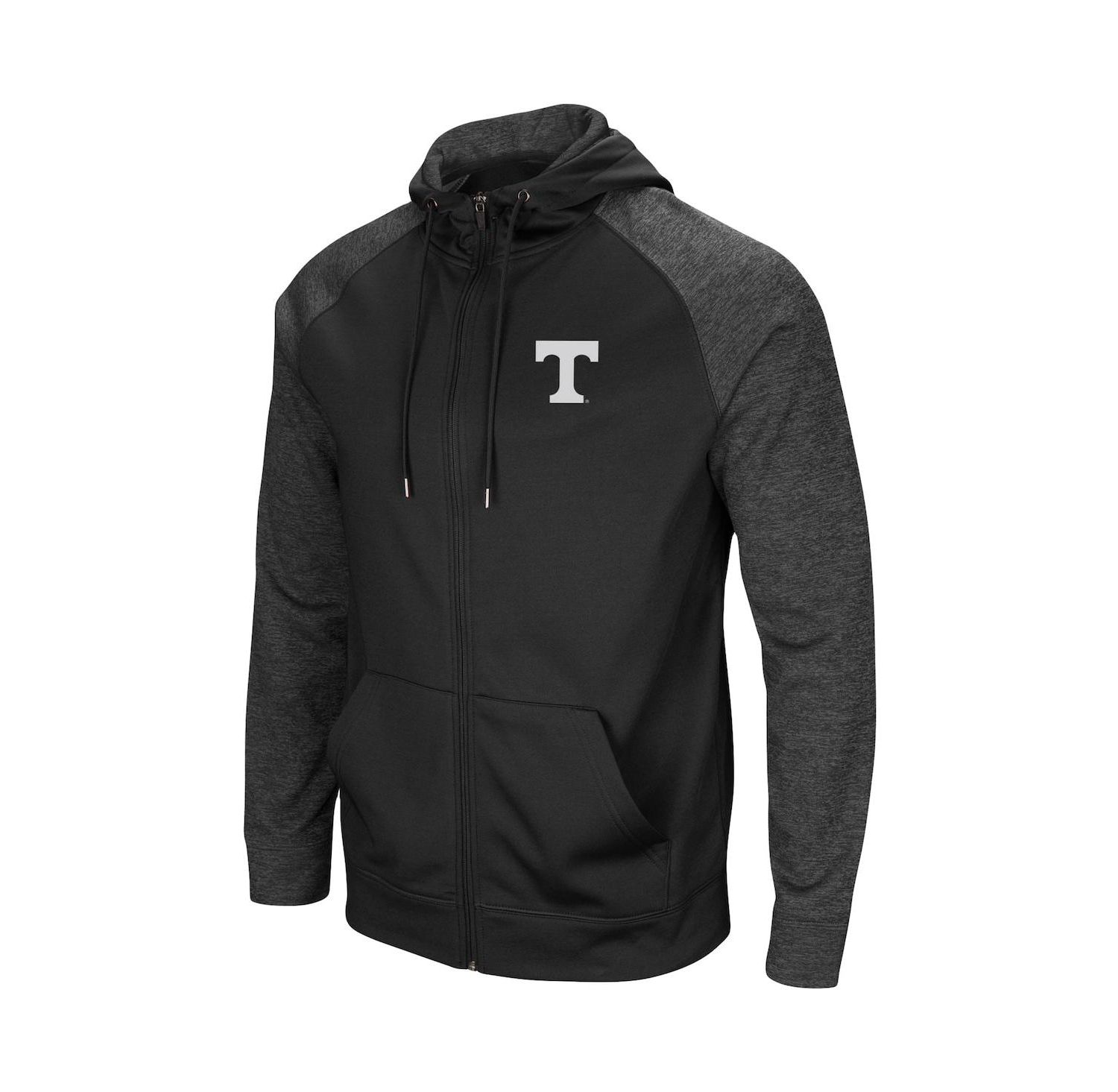 Men's Black Tennessee Volunteers Big and Tall Blackout Raglan Full-Zip Hoodie