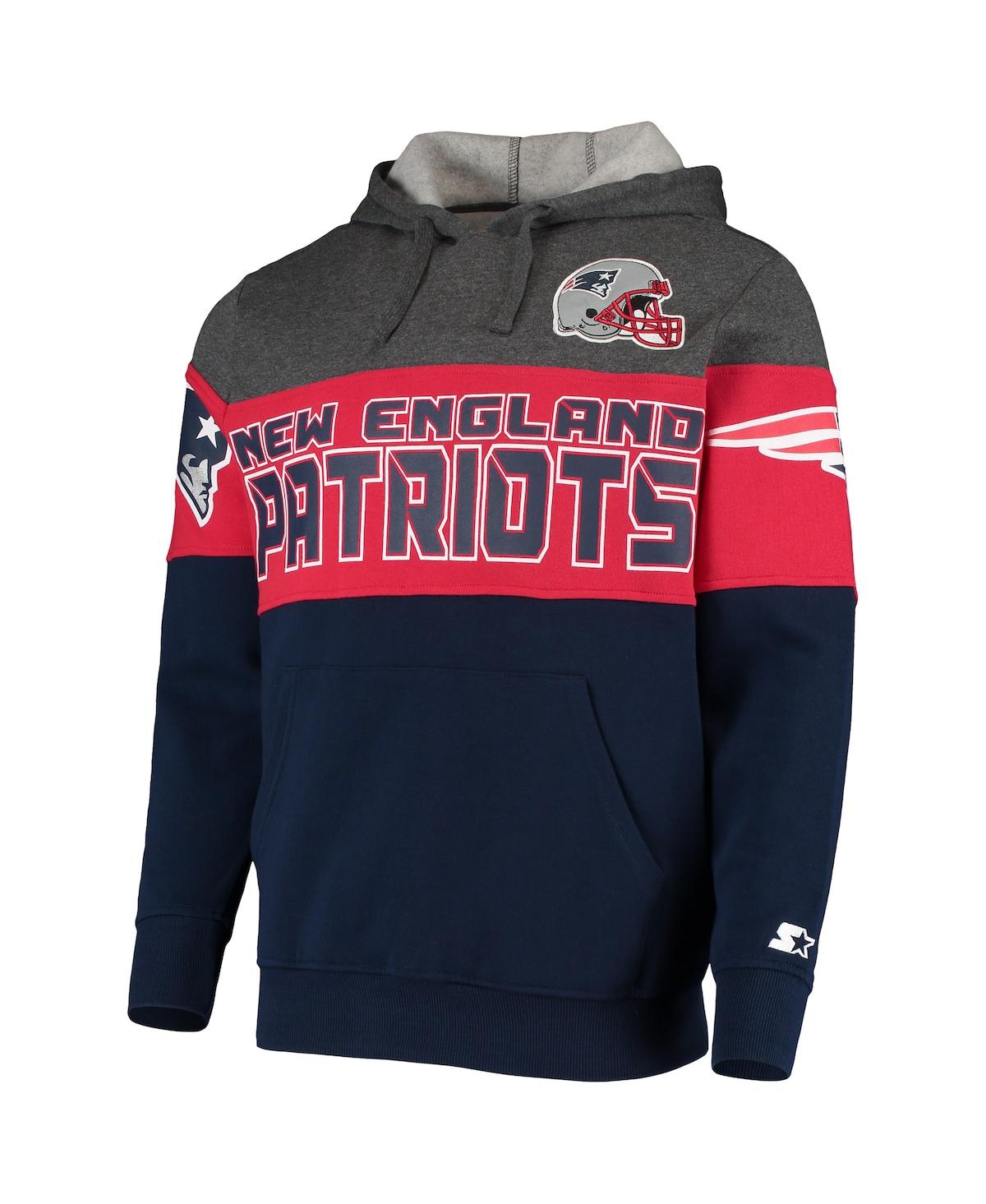 Starter Men's Heathered Gray, Red New England Patriots Extreme Fireballer Pullover Hoodie In Heathered Gray,red