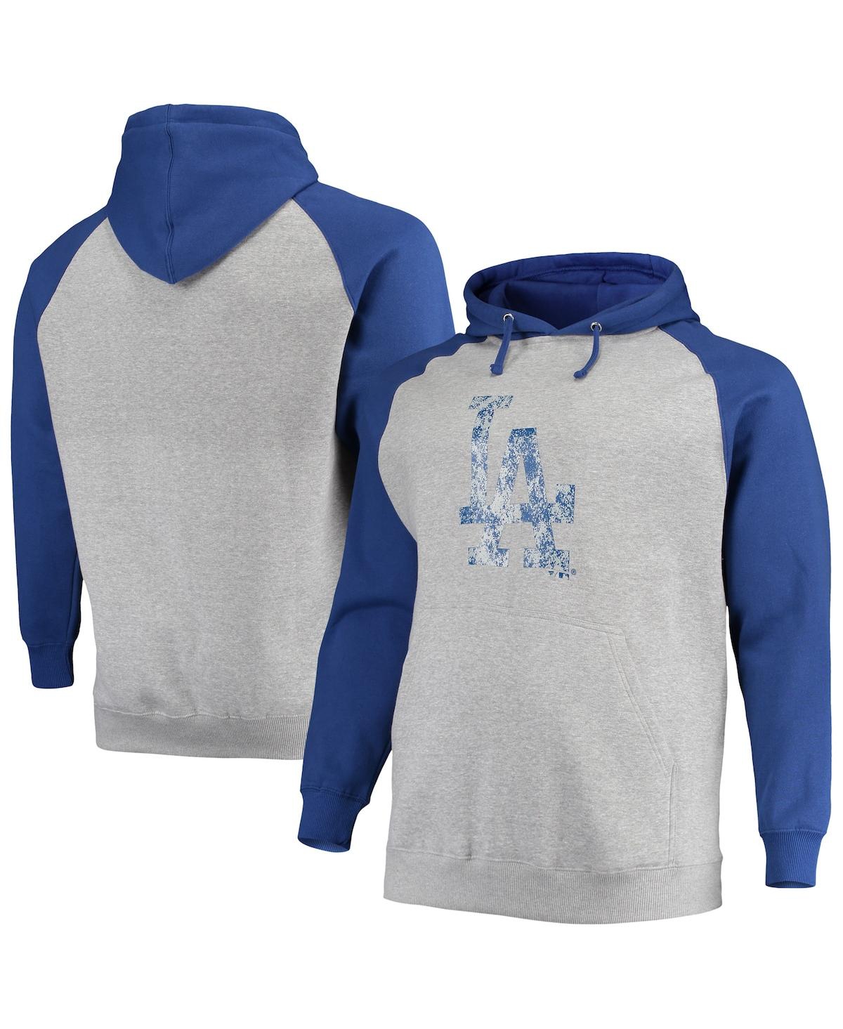 Men's Royal Los Angeles Dodgers Big and Tall Raglan Pullover Hoodie - Royal