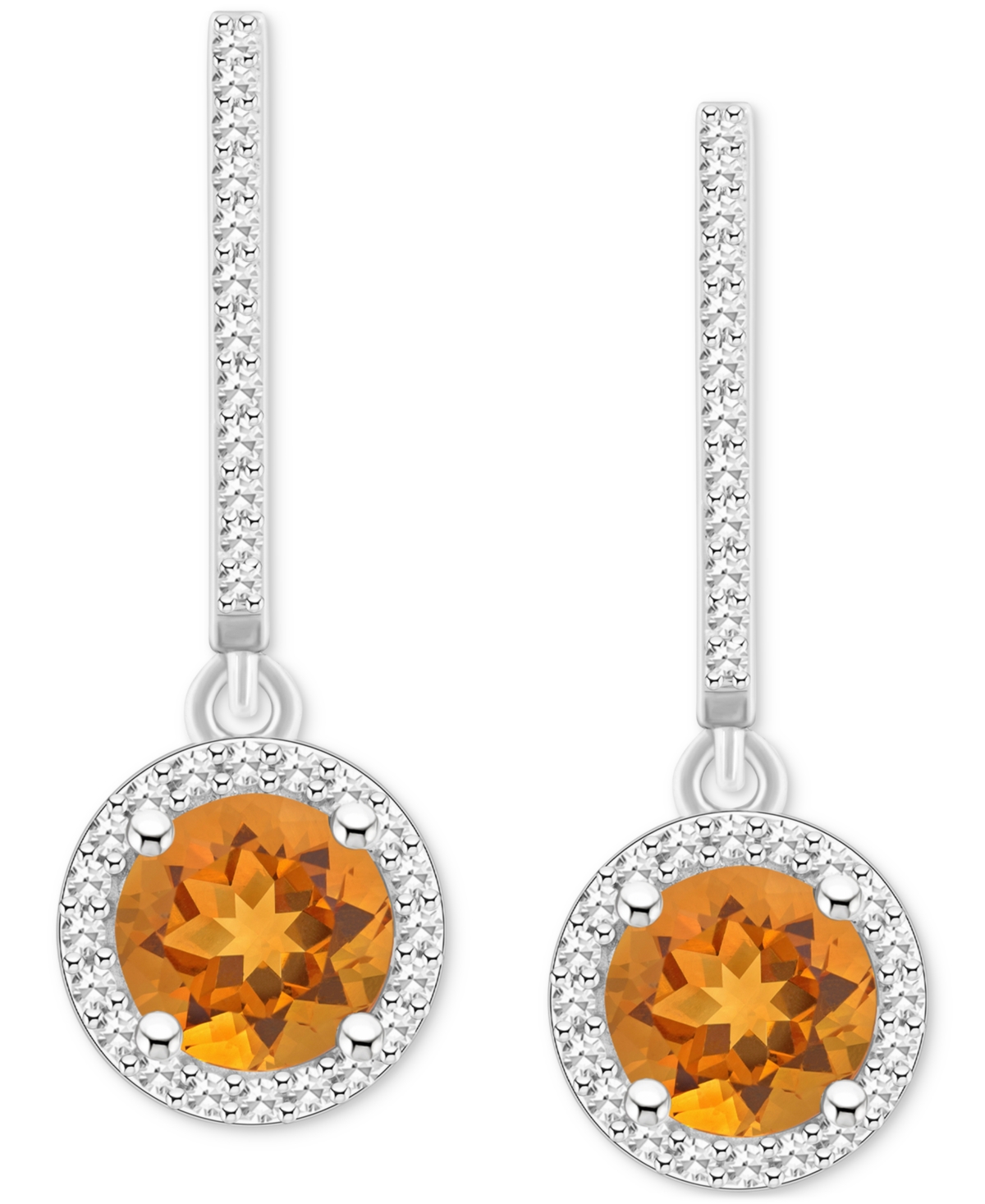 Rhodolite Garnet (2-1/5 ct. t.w.) & Diamond (1/3 ct. t.w.) Leverback Drop Earrings in Sterling Silver (Also in Opal, Blue Topaz, Amethyst, Peridot, &