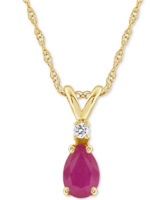 Sapphire (1/2 ct. t.w.) & Diamond Accent 18" Pendant Necklace in 14k Gold (Also in Ruby & Emerald)