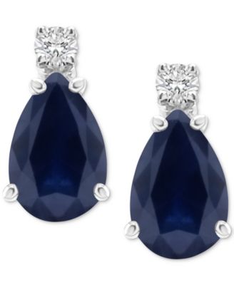 Sapphire (1-7/8 ct. t.w.) & Diamond Accent Stud Earrings in 14k White Gold (Also in Emerald & Ruby)
