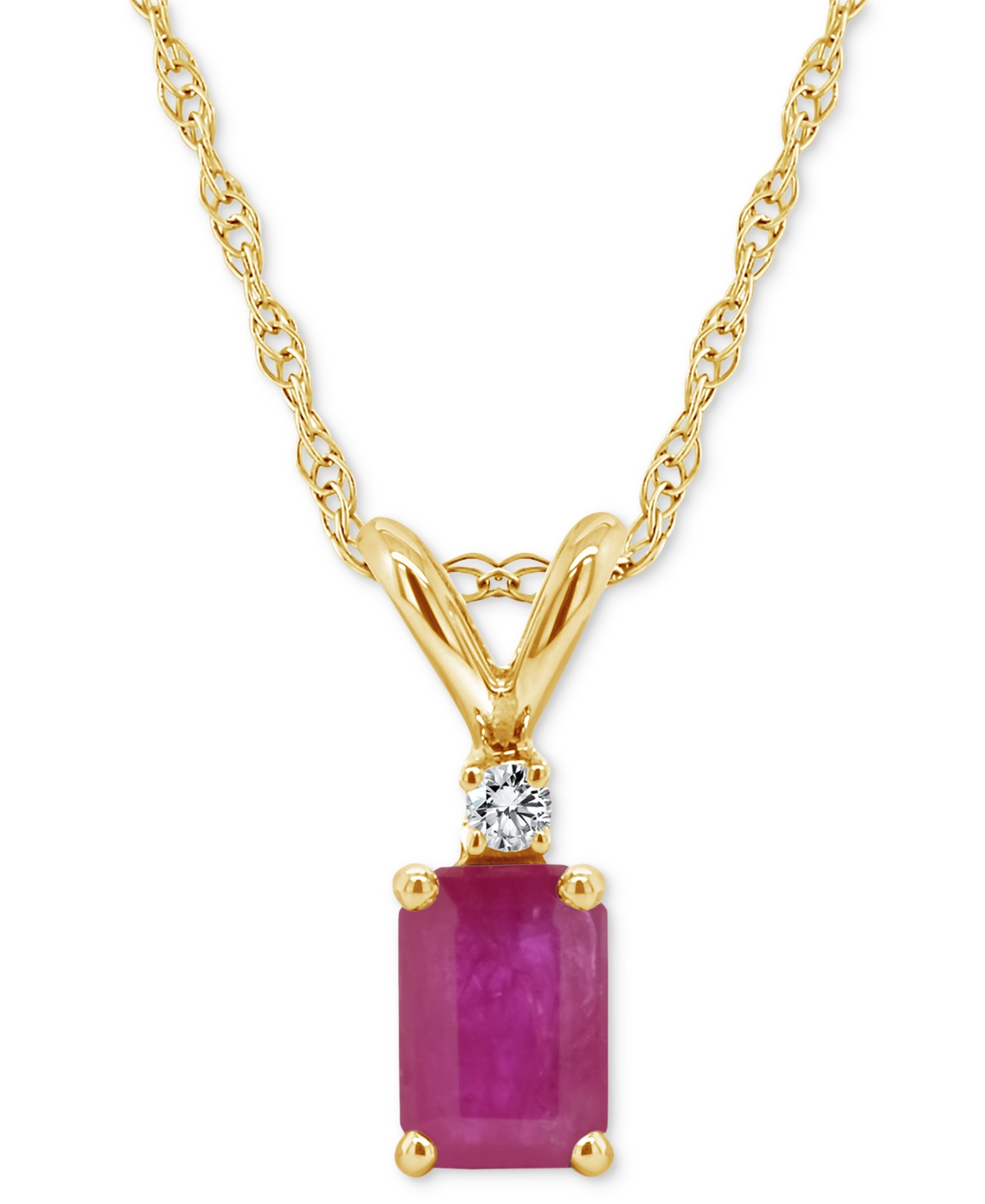 Macy's Sapphire (3/4 Ct. T.w.) & Diamond Accent 18" Pendant Necklace In 14k Gold (also In Ruby) In Red
