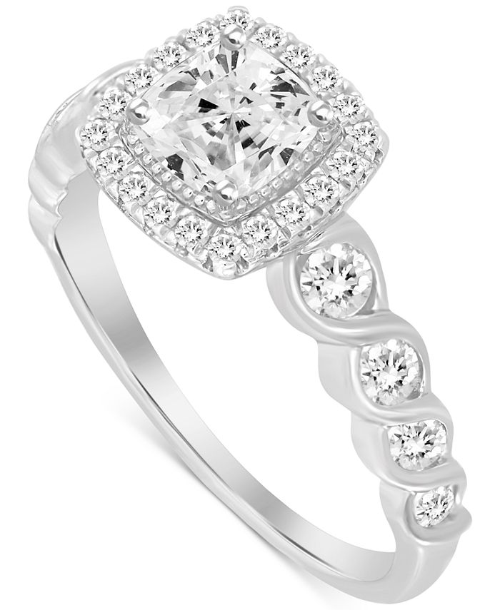 Macy's - Diamond Cushion Halo Engagement Ring (1 ct. t.w.) in 14k White Gold