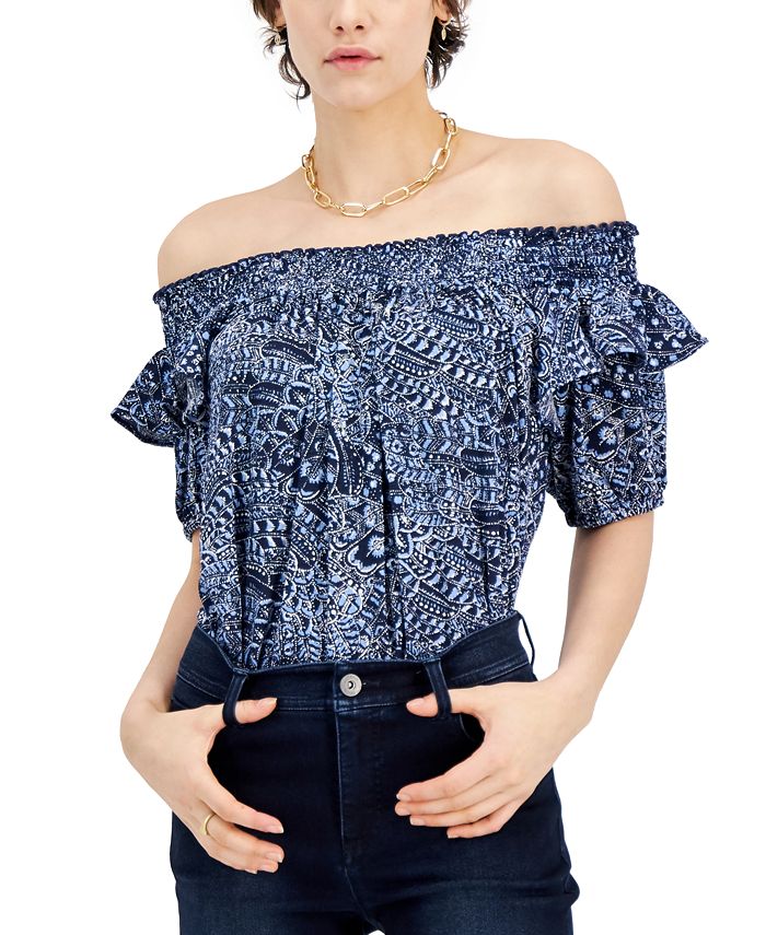 Macy's off sale the shoulder tops