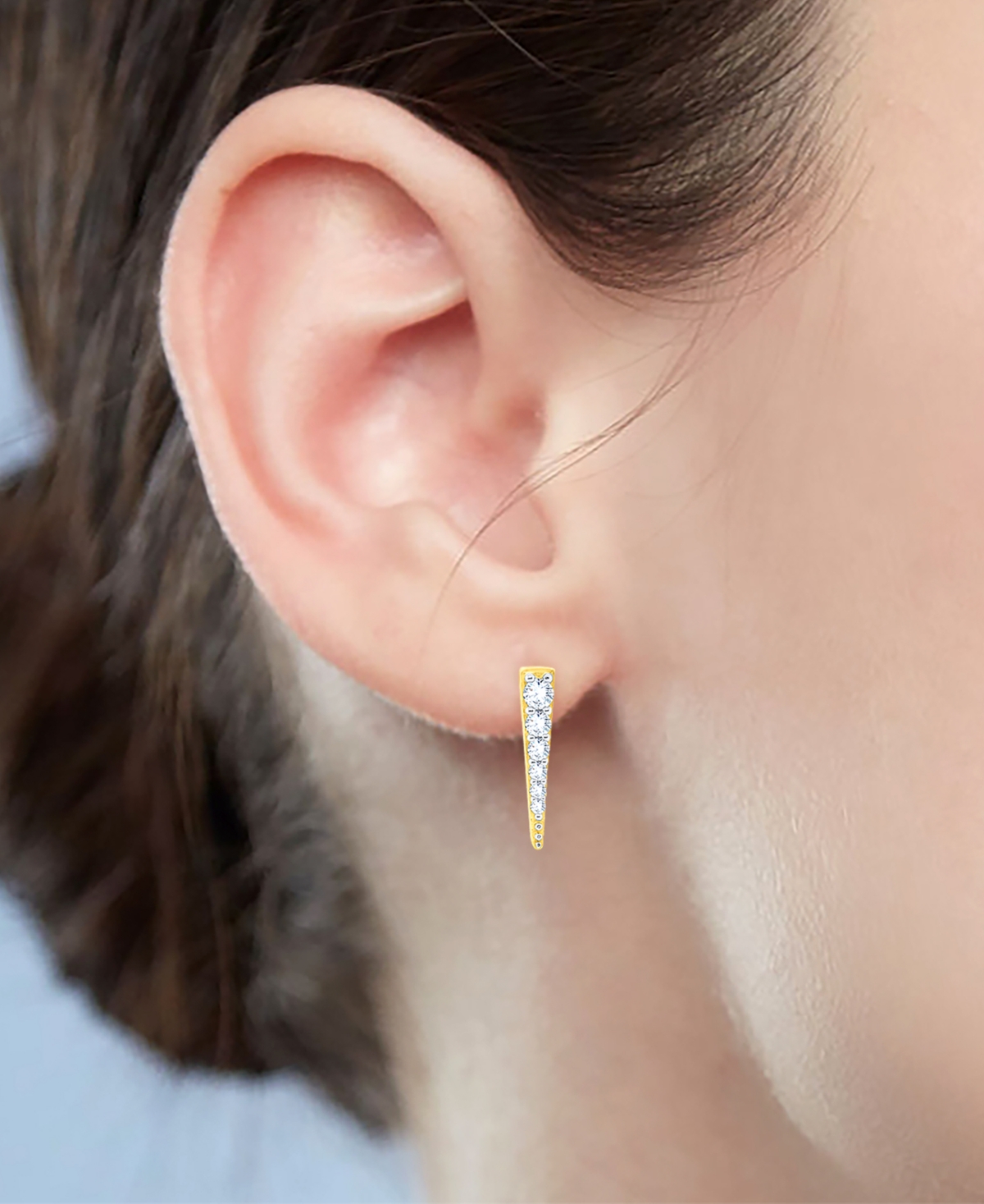 Diamond Graduated Spear Earrings (1/5 ct. t.w.) in 14k Gold-Plated Sterling Silver - Gold-Plated Sterling Silver