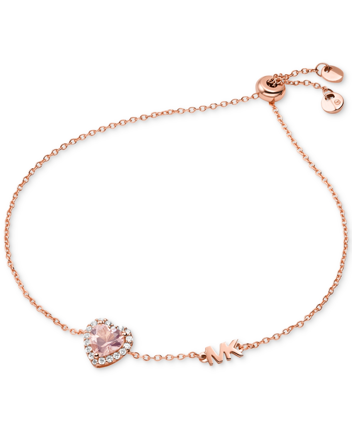 Michael Kors 14k Rose Gold-plated Sterling Silver Crystal Heart Halo Slider Bracelet