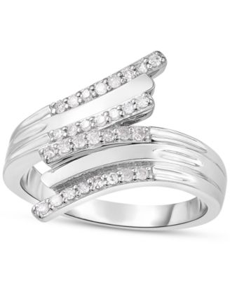 Macy's - Diamond Bypass Statement Ring (1/4 ct. t.w.) in Sterling Silver