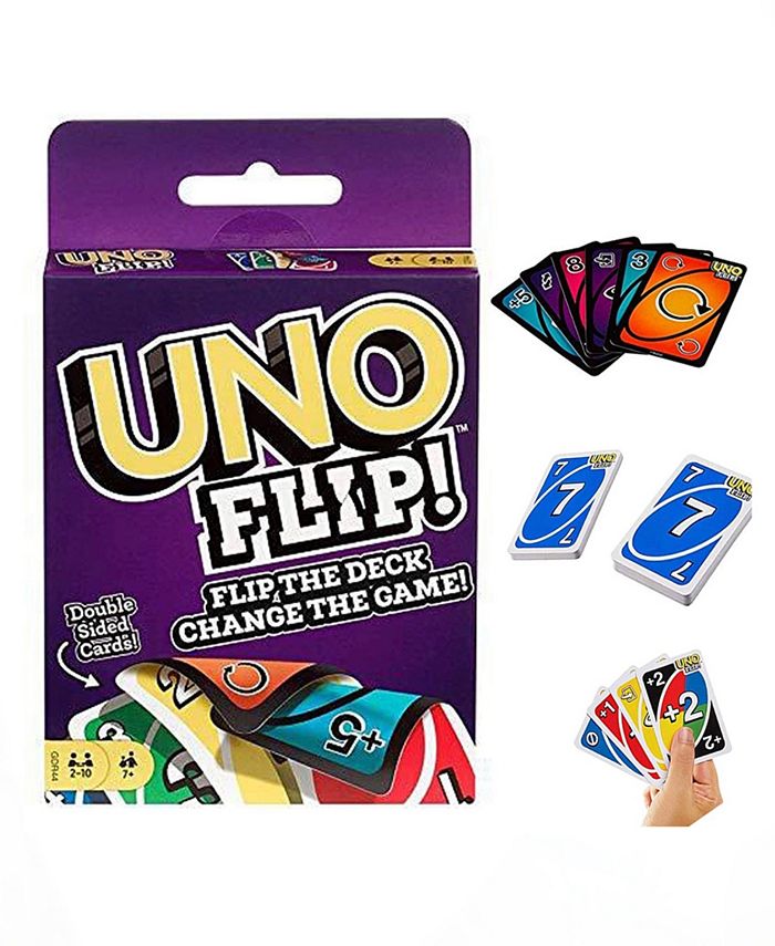 NEW Mattel Uno Flip Card Game Bundled with Dos Card Game, Multicolor