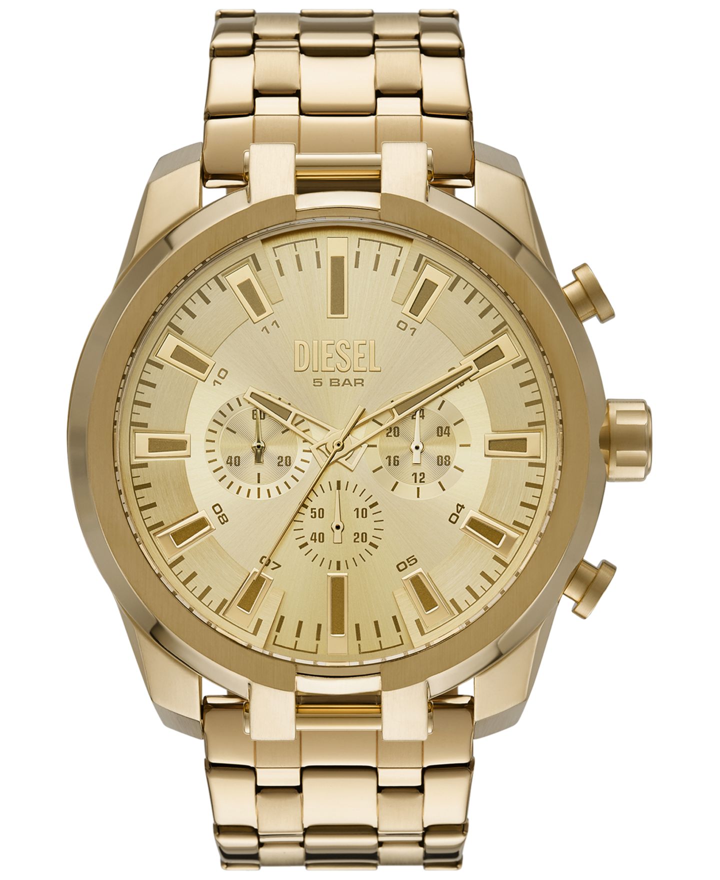 Мужские часы Diesel Chronograph Split Gold-Tone Stainless Steel Bracelet Watch 51mm — фото 1