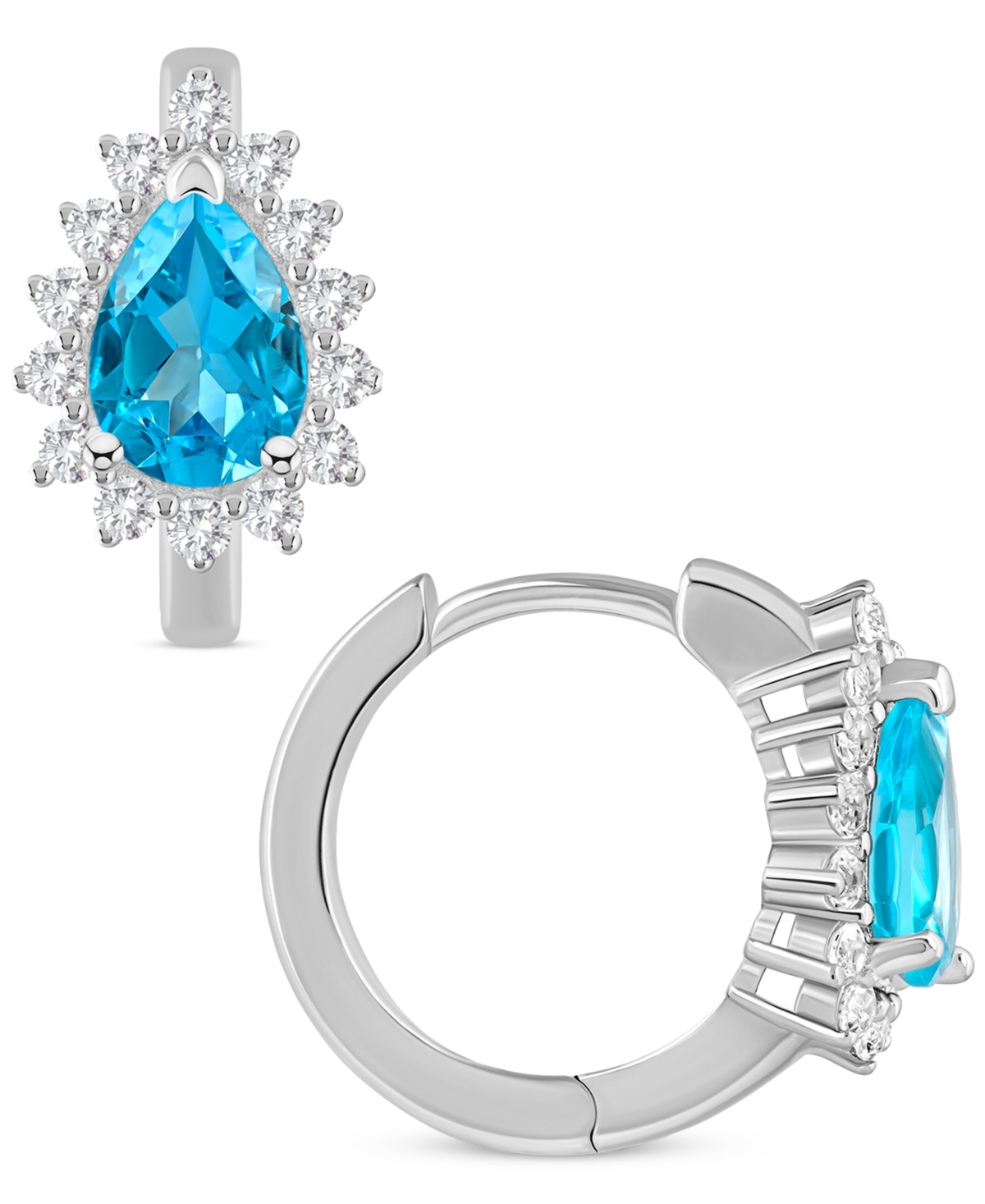Macy's Amethyst (1-1/3 Ct. T.w.) & White Topaz (1/3 Ct. T.w.) Hoop Earrings In Sterling Silver (also Availa In Blue Topaz