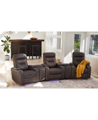 Furniture Jabarr Beyond Leather Theater Seating Created For Macys In Dark Brown