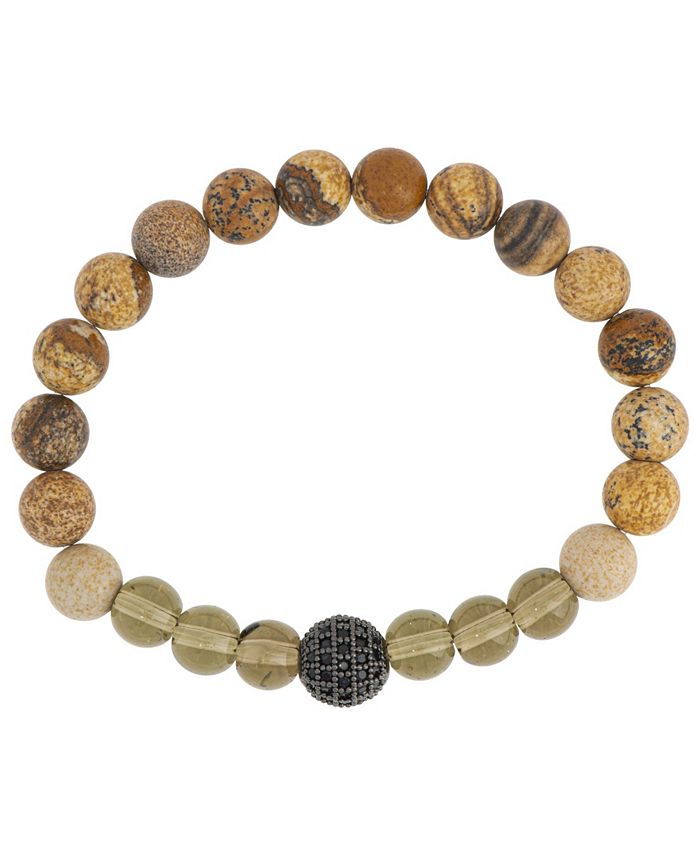 Macy's Earth Tone Bead Stretch Bracelet in Black Plate Macy's