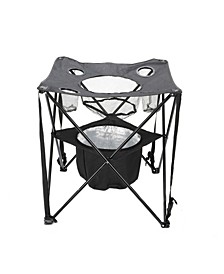 Tailgating Table Collapsible Folding Camping Table with Insulated Cooler, Food Basket, and Travel Bag