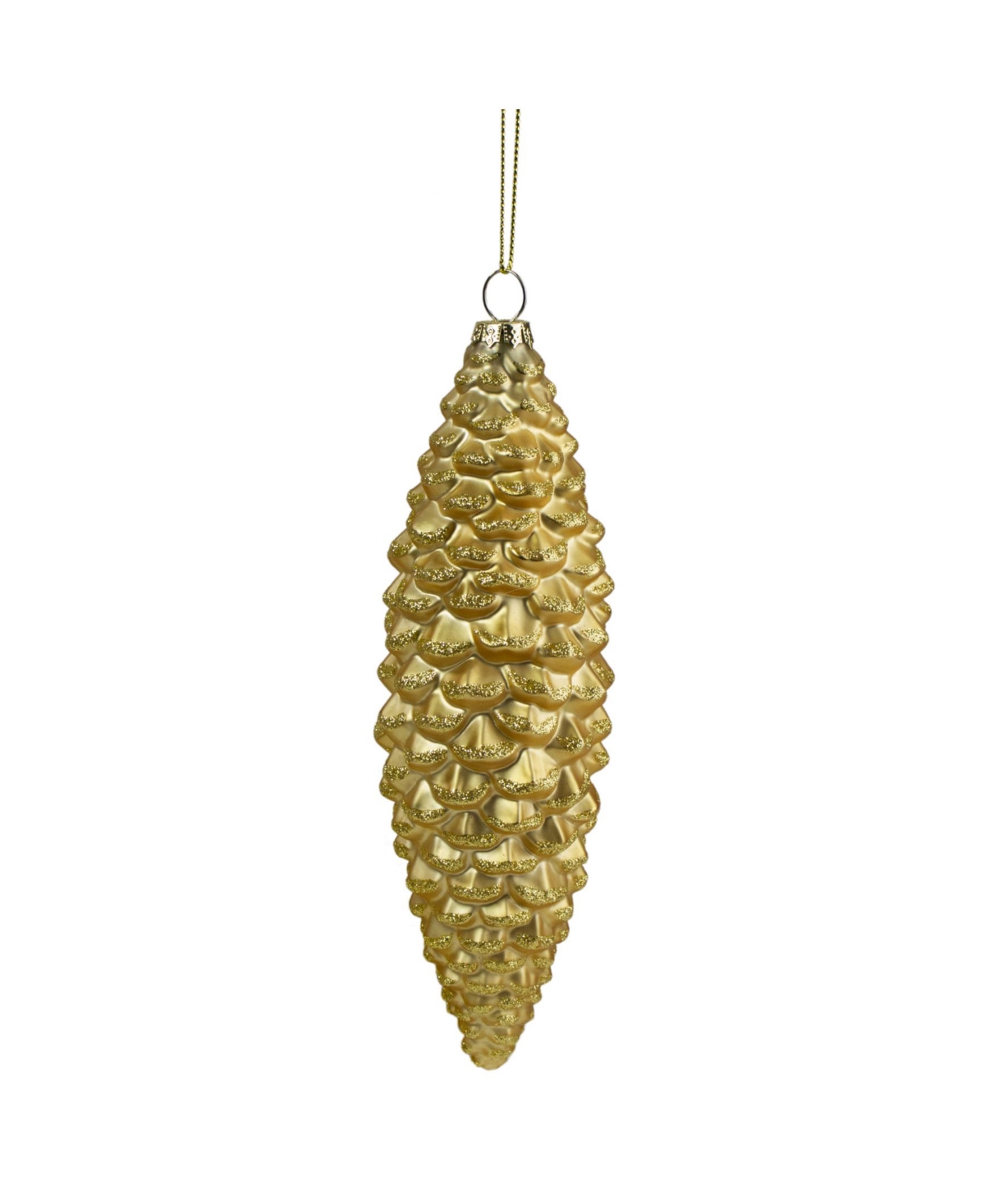 Northlight 8" Glitter Accents Pine Cone Christmas Ornament In Gold-tone