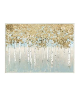 Abstract Gold-Tone Tree Landscape Painting Wall Plaque Art, 10" x 15"