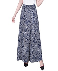 Petite Maxi A-Line Skirt with Front Faux Belt with Ring Detail