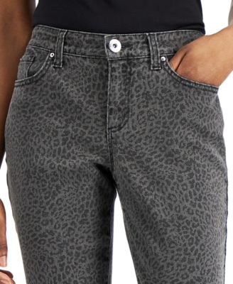 INC International Concepts Women's Mid Rise Leopard Print Straight-Leg Jeans, Created for Macy's
