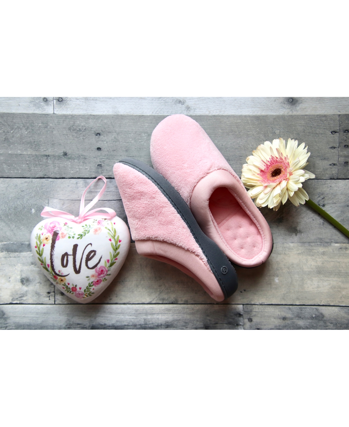 Isotoner Signature Microterry Pillowstep Slippers with Satin Trim