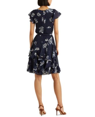 ralph lauren ruffle trim georgette dress