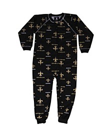 New Orleans Saints Unisex Toddler Piped Raglan Full Zip Coverall - Black