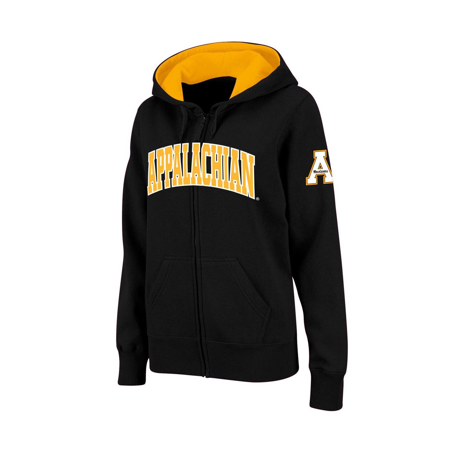 Women's Stadium Athletic Black Appalachian State Mountaineers Arched Name Full-Zip Hoodie