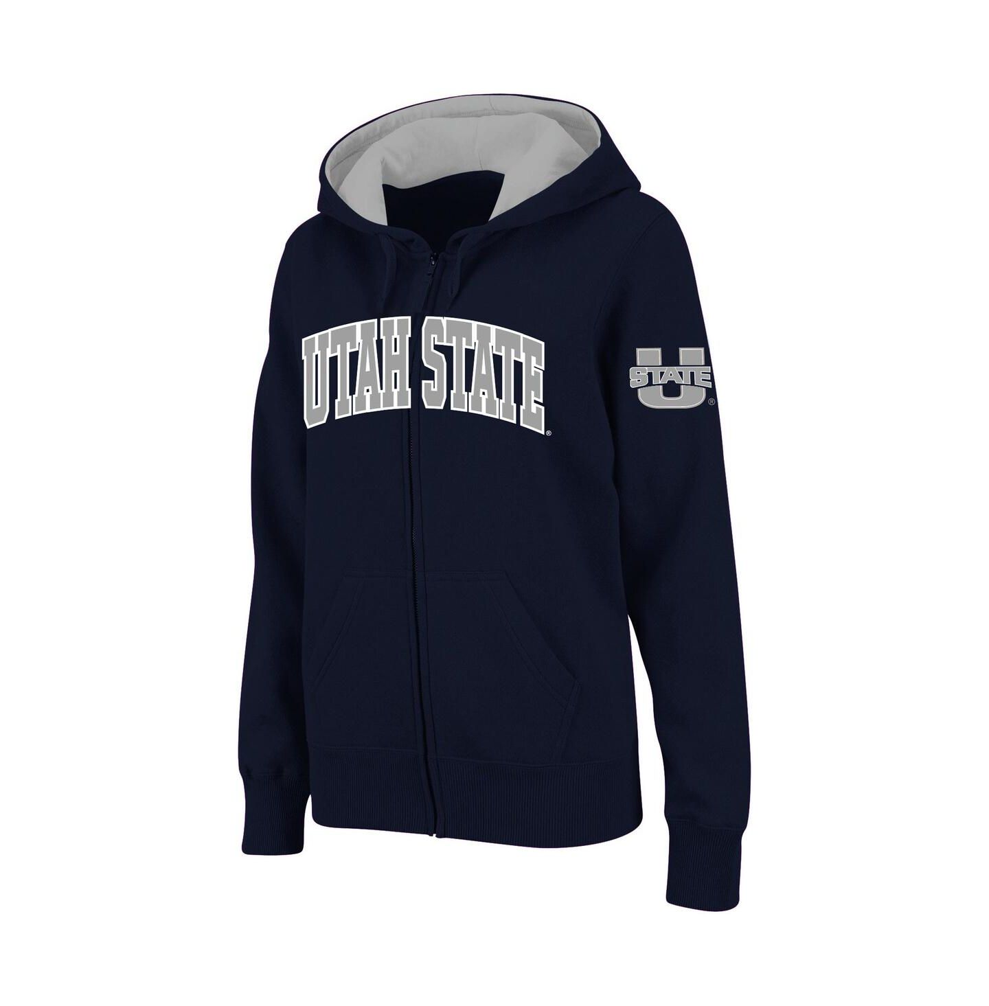 Женское худи Colosseum Stadium Athletic Navy Utah State Aggies Arched Name Full-Zip — фото 1