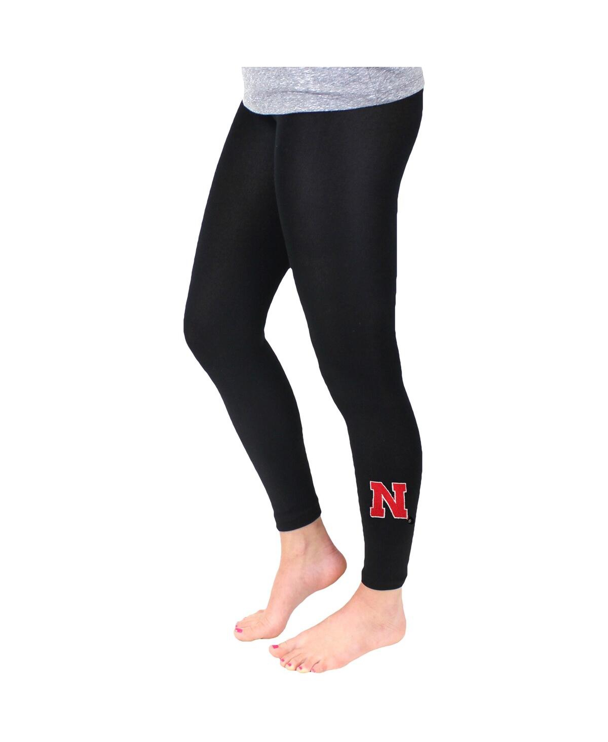 Women's Black Nebraska Huskers Fleece Leggings - Black