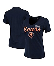 Women's Navy Chicago Bears Post Season V-Neck T-shirt