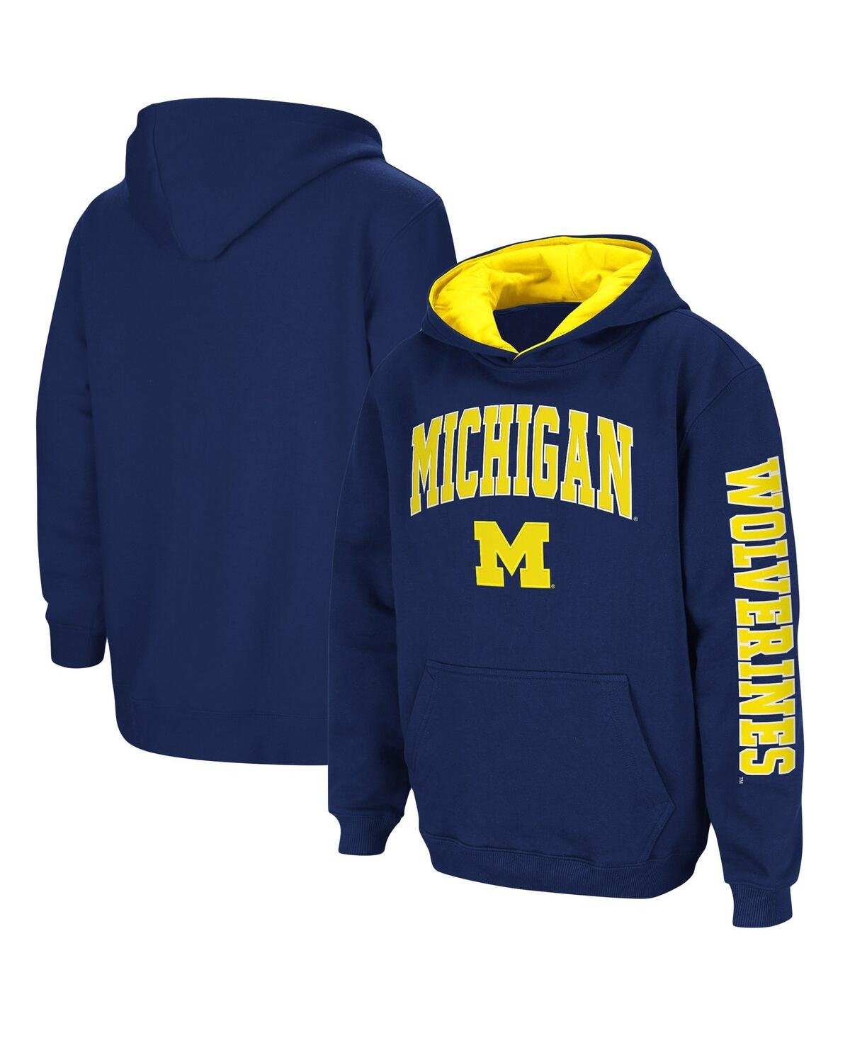 Big Boys Navy Michigan Wolverines 2-Hit Team Pullover Hoodie - Navy