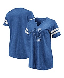 Women's Heathered Royal Indianapolis Colts Throwback Logo Tri-Blend Raglan Notch Neck T-shirt