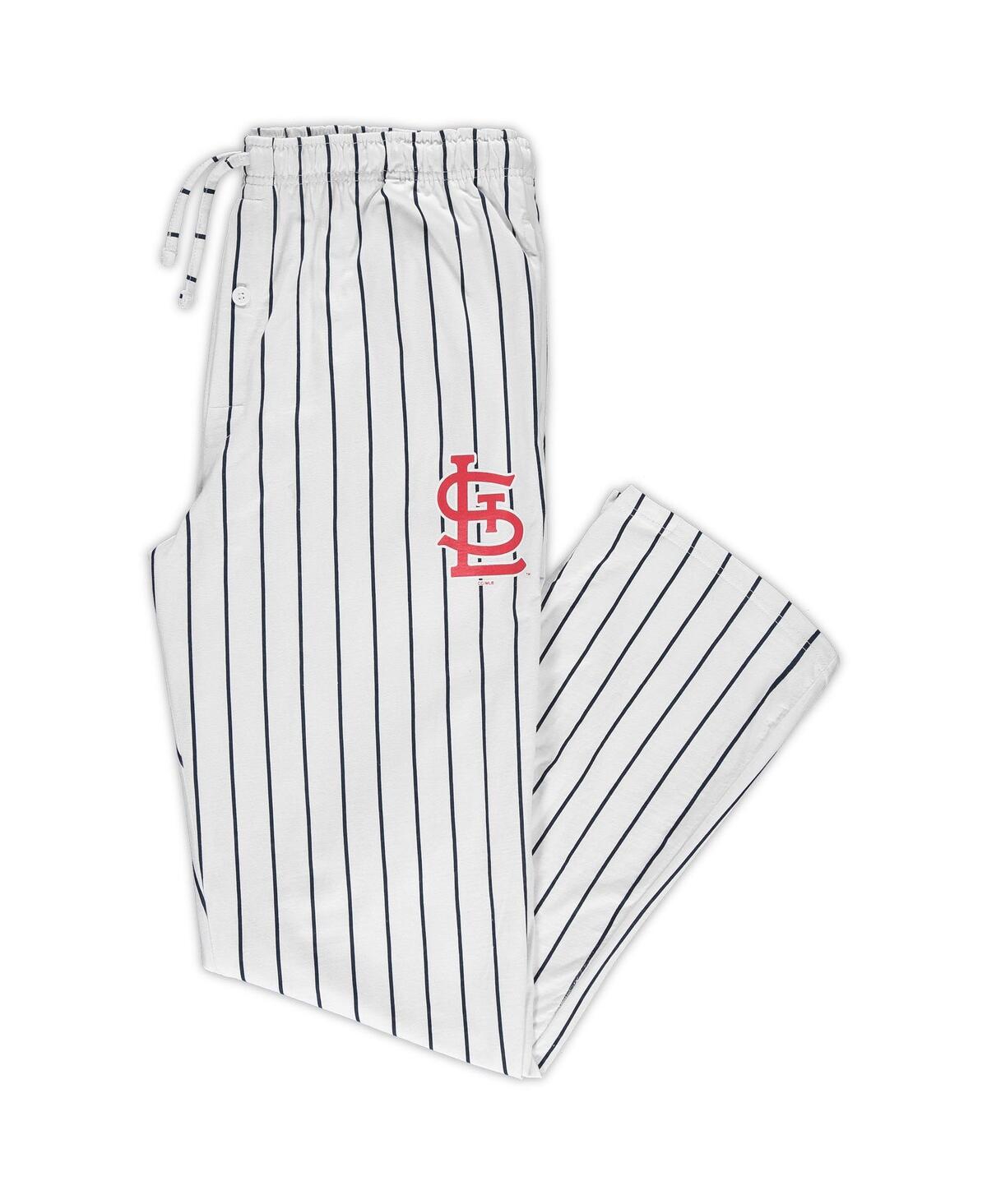 Shop Concepts Sport Men's White, Navy St. Louis Cardinals Big And Tall Pinstripe Sleep Pants In White,navy