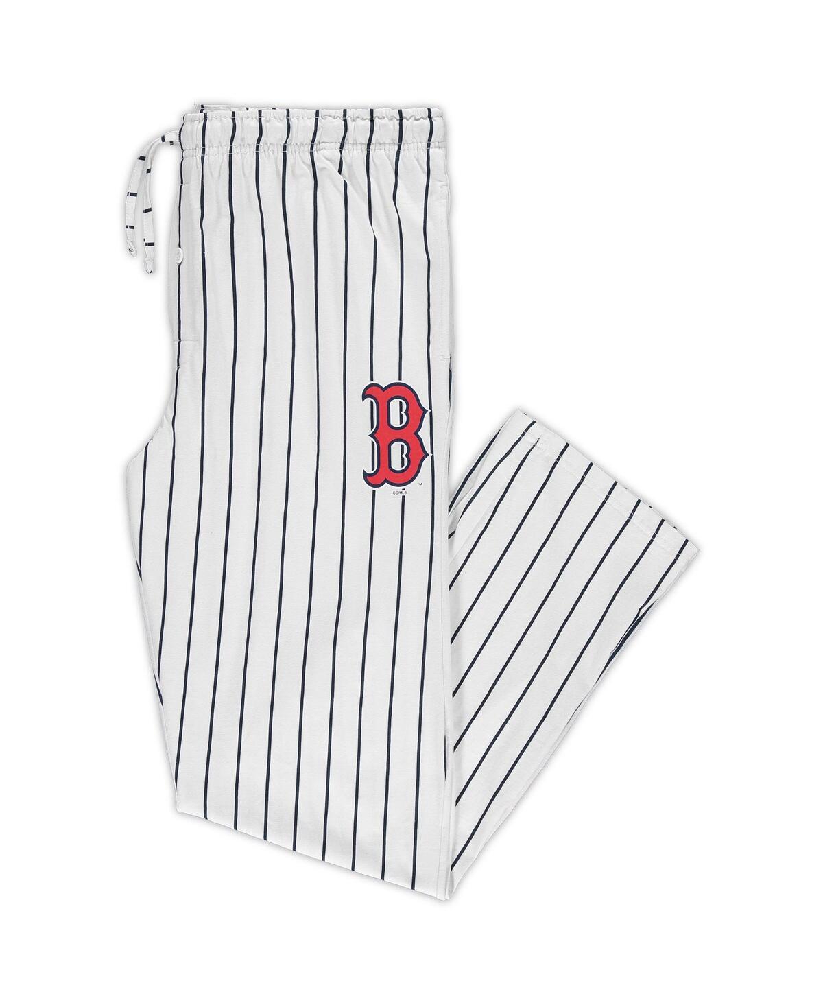 Shop Concepts Sport Men's White, Navy Boston Red Sox Big And Tall Pinstripe Sleep Pants In White,navy