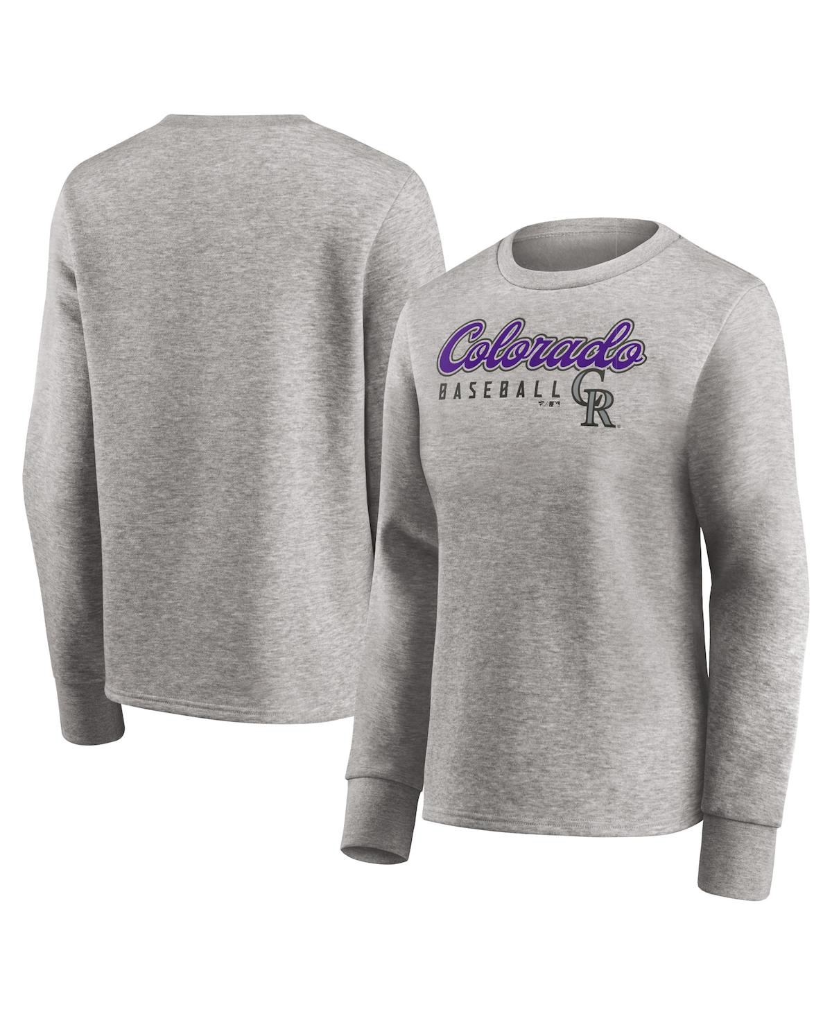 Women's Heathered Gray Colorado Rockies Crew Pullover Sweater - Heathered Gray