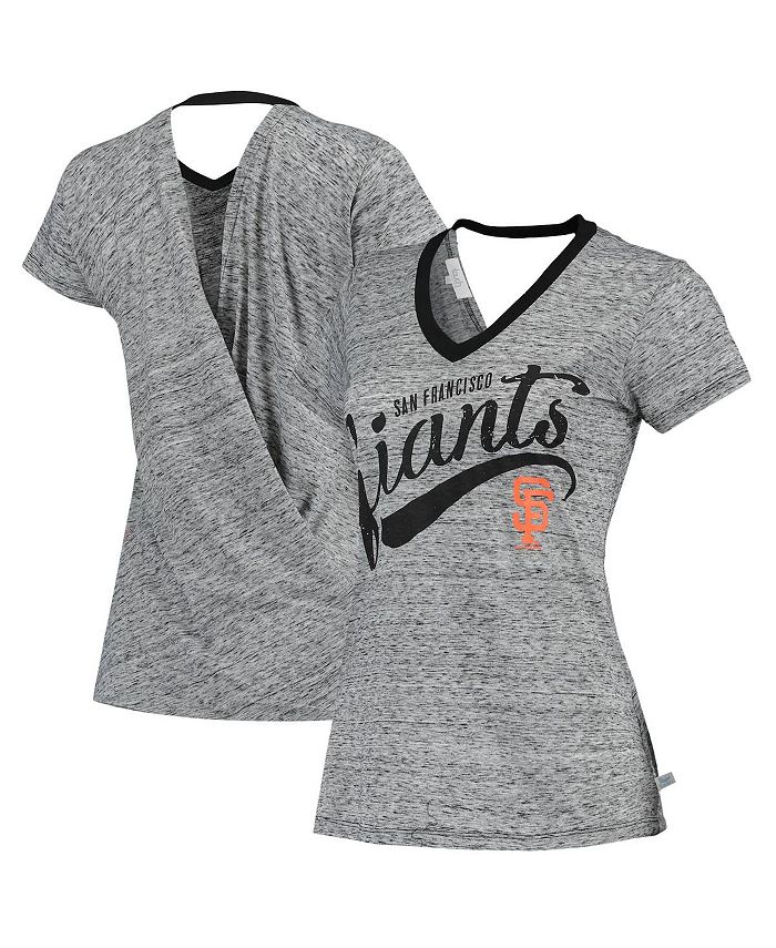 Women's Touch Black San Francisco Giants Hail Mary V-Neck Back Wrap T-Shirt Size: Small