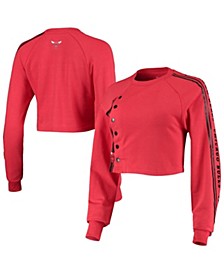 Women's Red Chicago Bulls Cozy Team Crop Long Sleeve T-shirt
