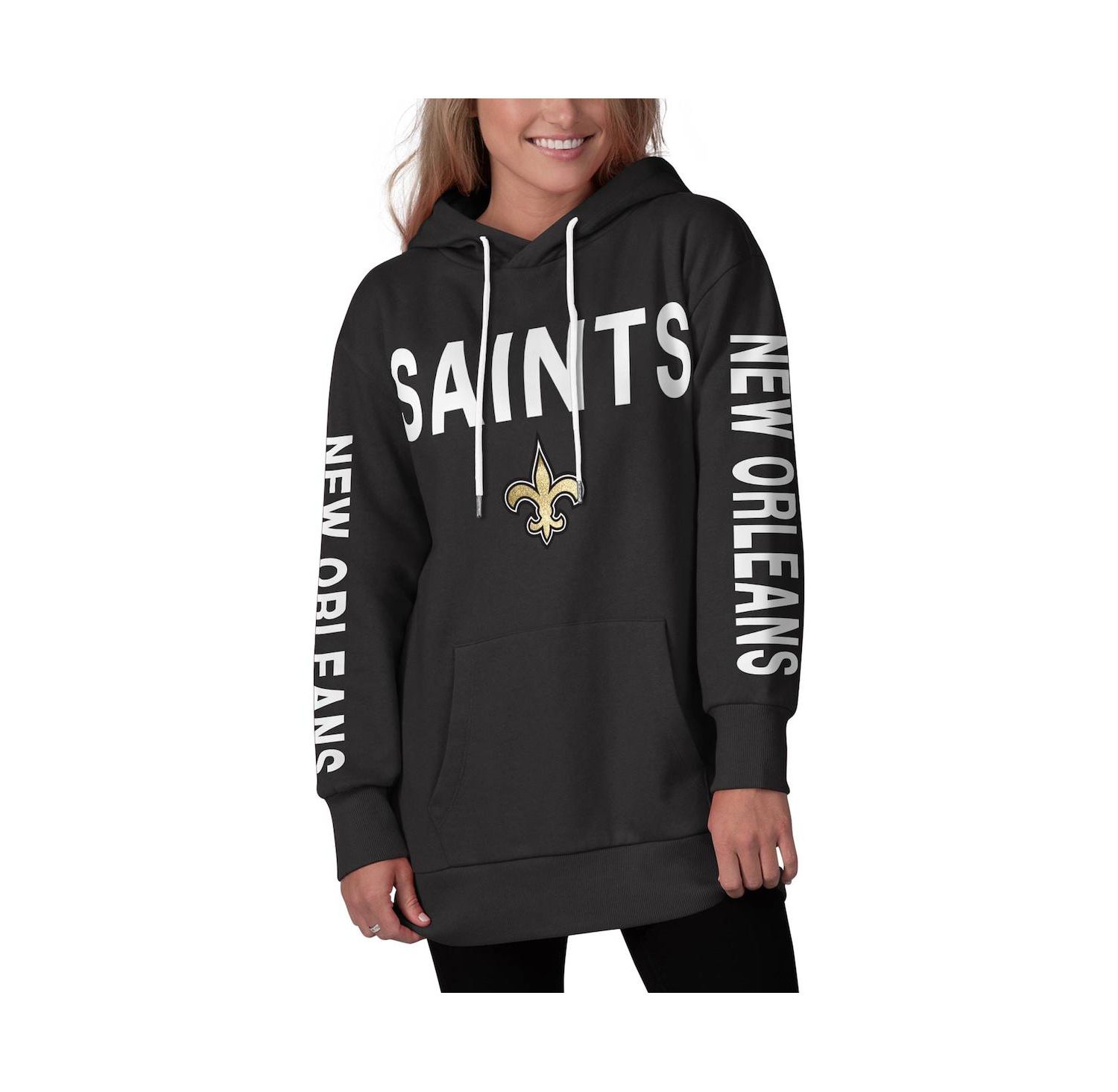 Women's Black New Orleans Saints Extra Point Pullover Hoodie