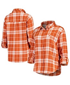 Women's Texas Orange Texas Longhorns Missy Boyfriend Plaid Flannel Button-Up Shirt