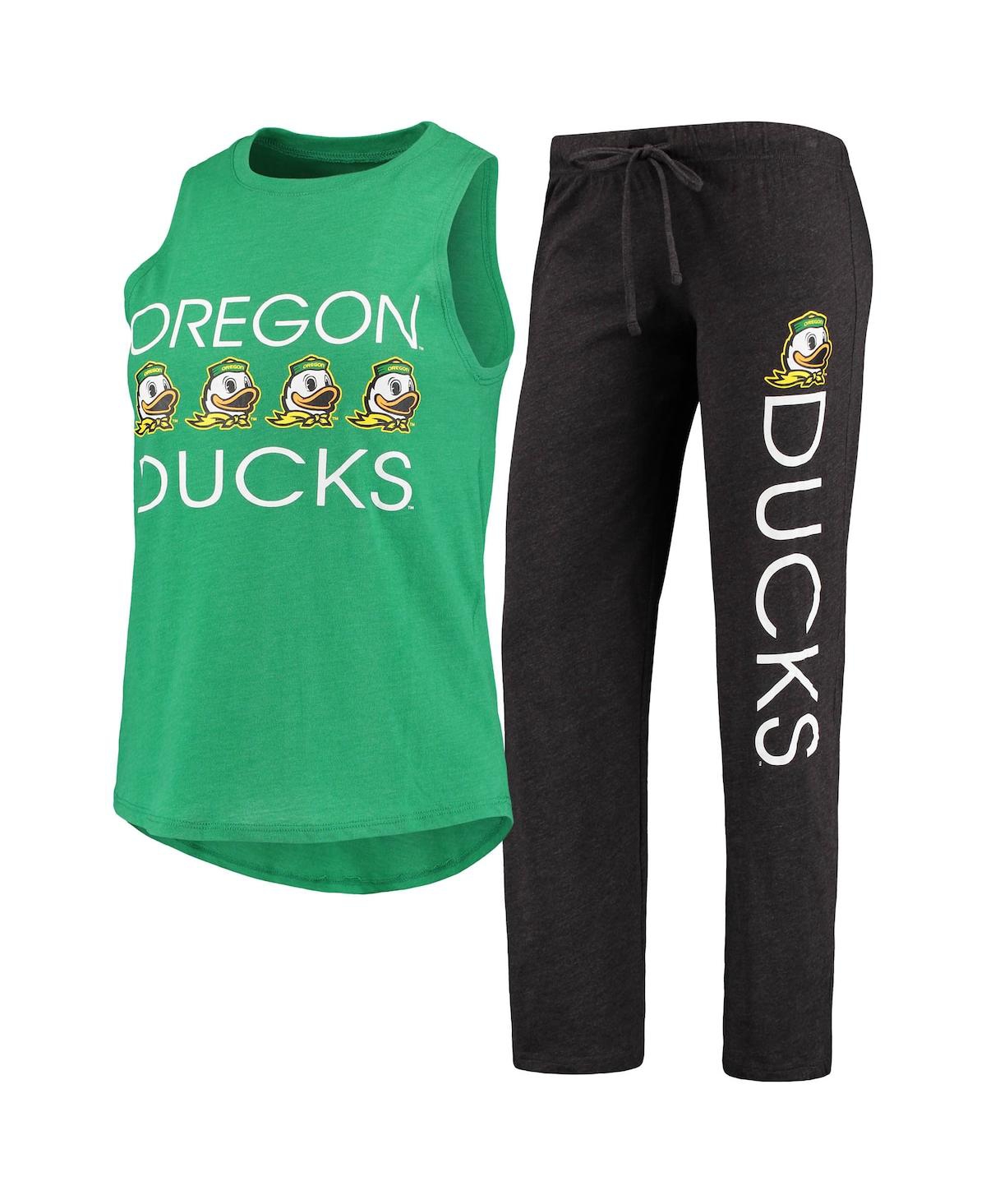 Shop Concepts Sport Women's Green, Black Oregon Ducks Team Tank Top And Pants Sleep Set In Green,black