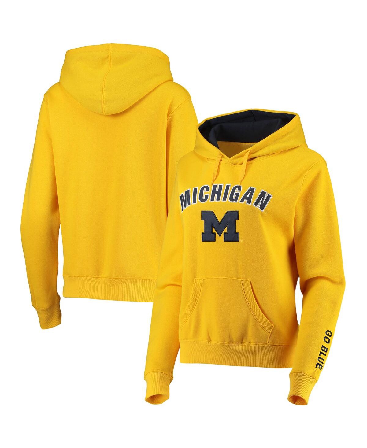 Colosseum Women's Maize Michigan Wolverines Arch And Logo 1 Pullover Hoodie In Maize