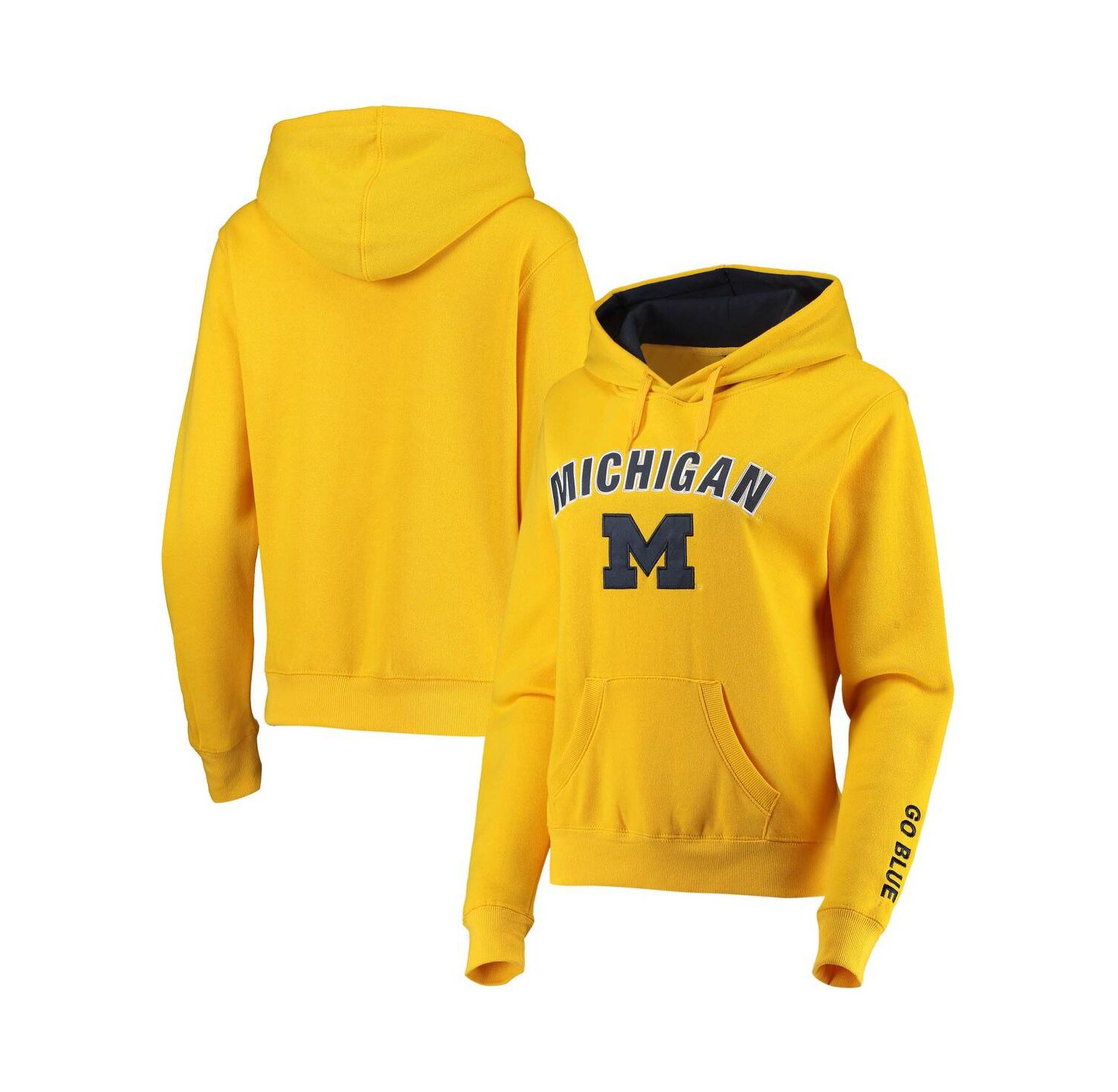 Women's Maize Michigan Wolverines Arch and Logo 1 Pullover Hoodie